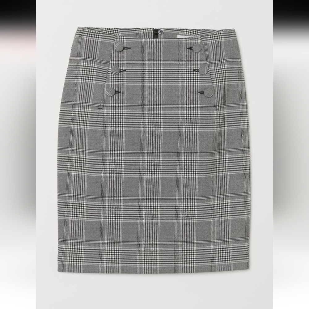 NWT H&M  Classic Gray Plaid Women's Skirt size 12